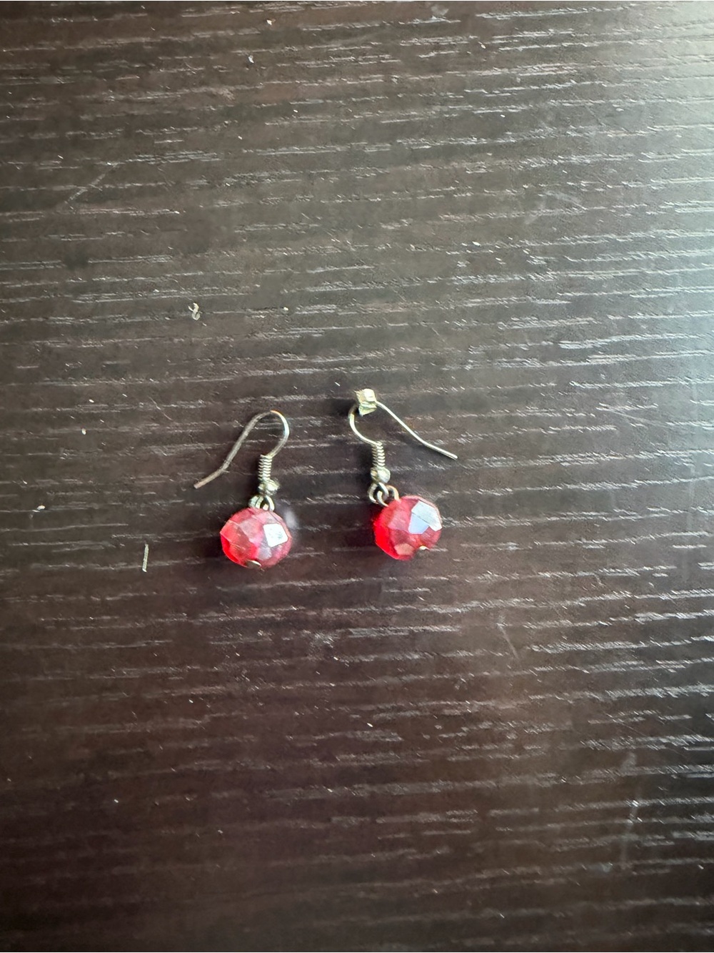 Red Faceted Bead Dangle Earrings